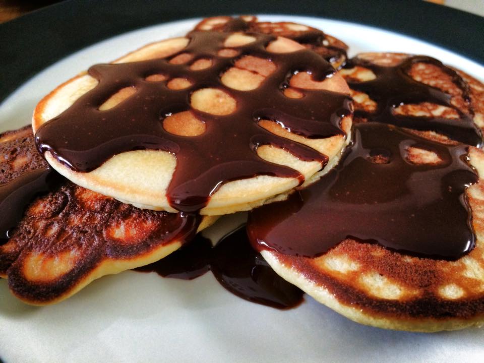 Image result for pancake with chocolate syrup fail